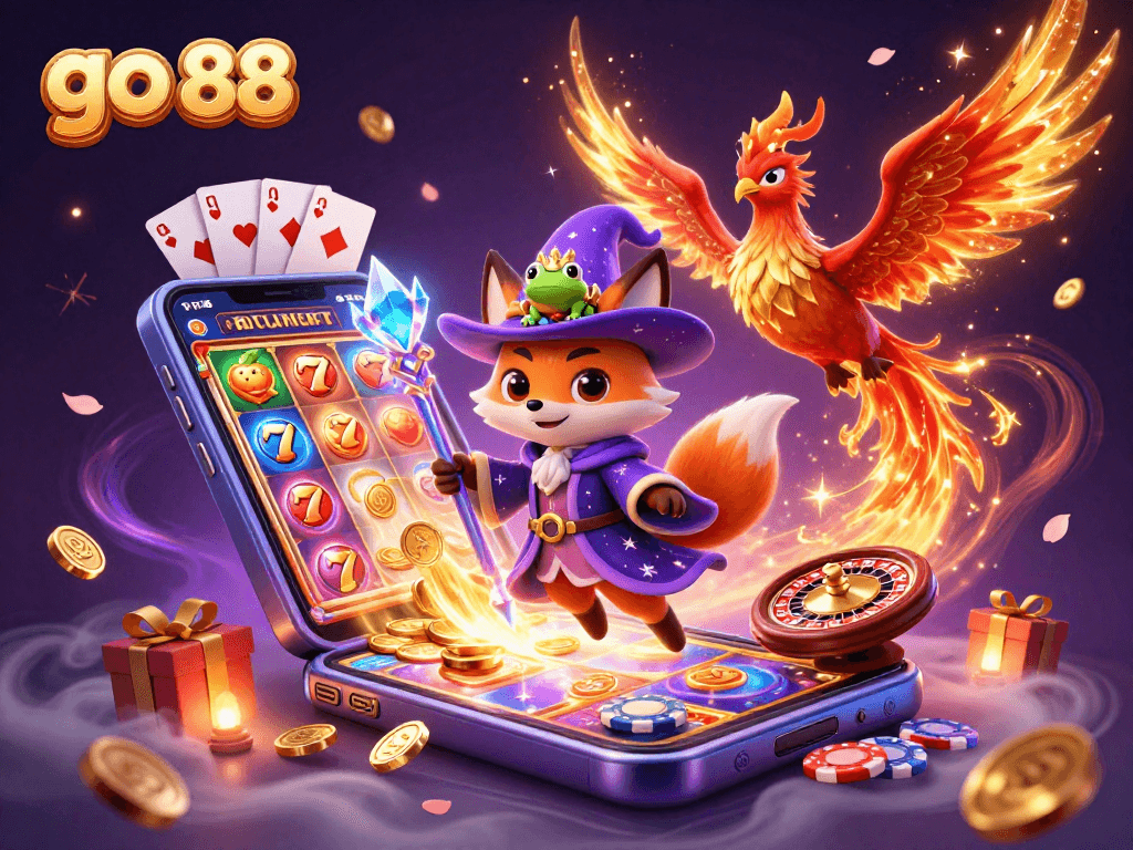 Engage with the excitement at go 88, featuring a wizard fox, phoenix, and stunning gaming elements.