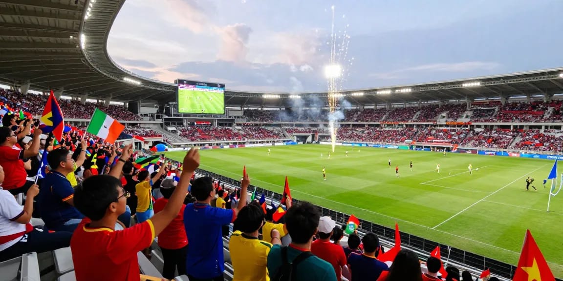 แฟนบอลชาวไทยในสนามเชียร์ฟุตบอลโลกนัดชิง แทงบอลโลกนัดชิง