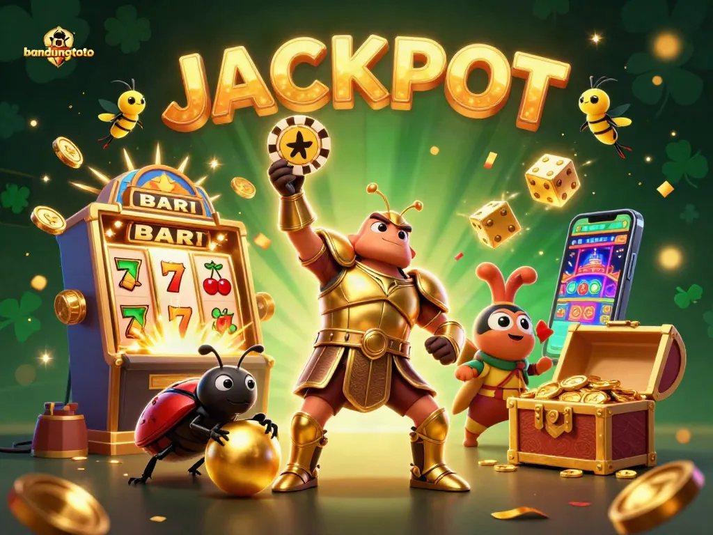 Experience big wins at bandungtoto with vibrant 3D characters celebrating a jackpot explosion in a dynamic casino scene.