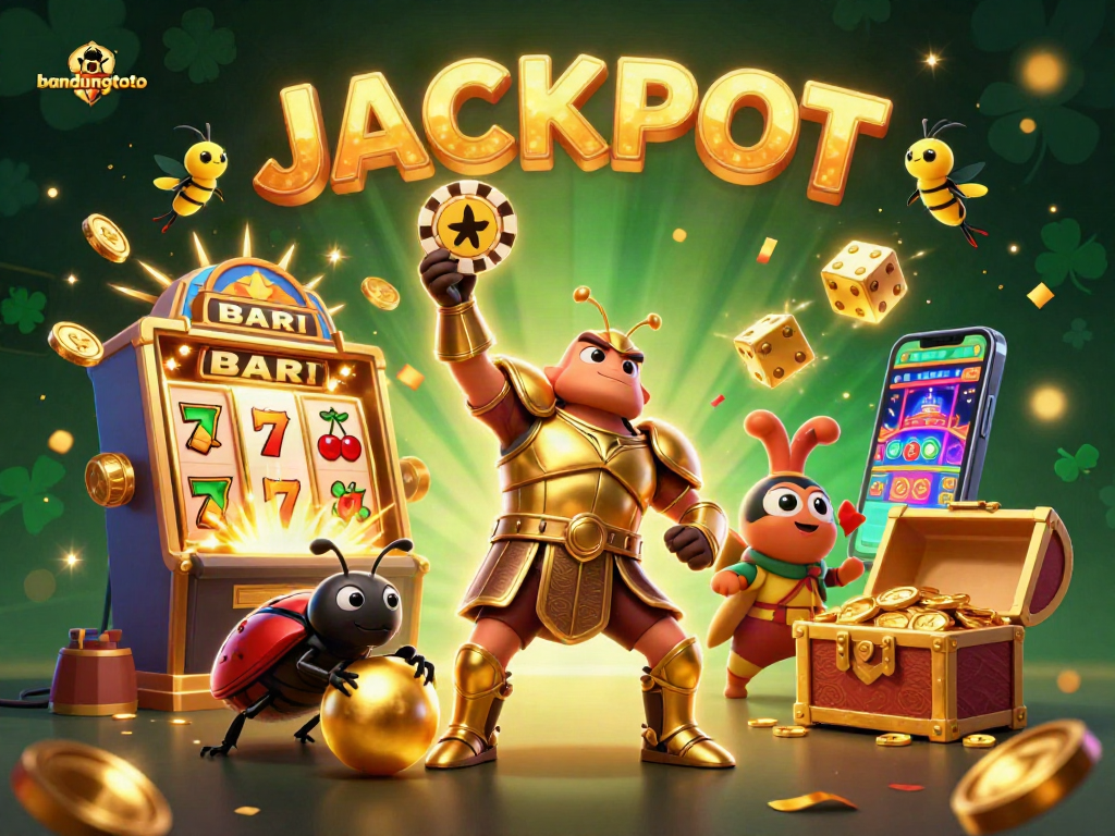 Experience big wins at bandungtoto with vibrant 3D characters celebrating a jackpot explosion in a dynamic casino scene.