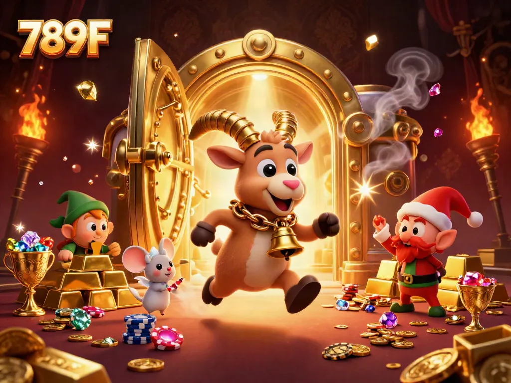 Experience the thrill of winning at 789F with festive 3D casino characters and vibrant game elements.