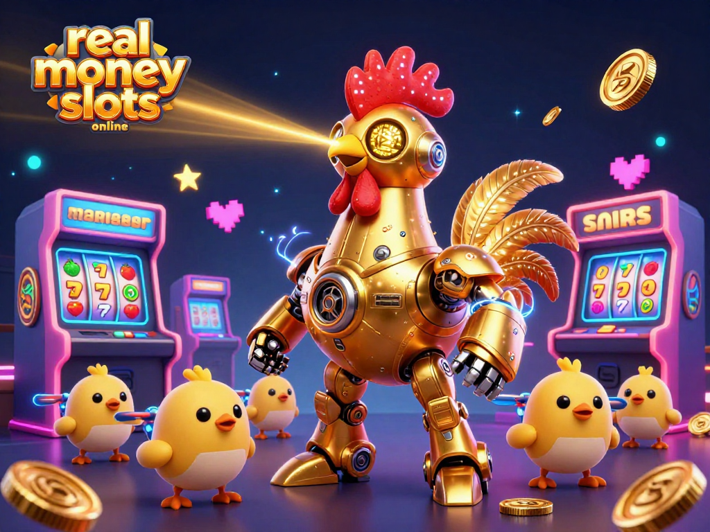 Experience the thrill of real money slots online with vibrant characters and colorful game elements.