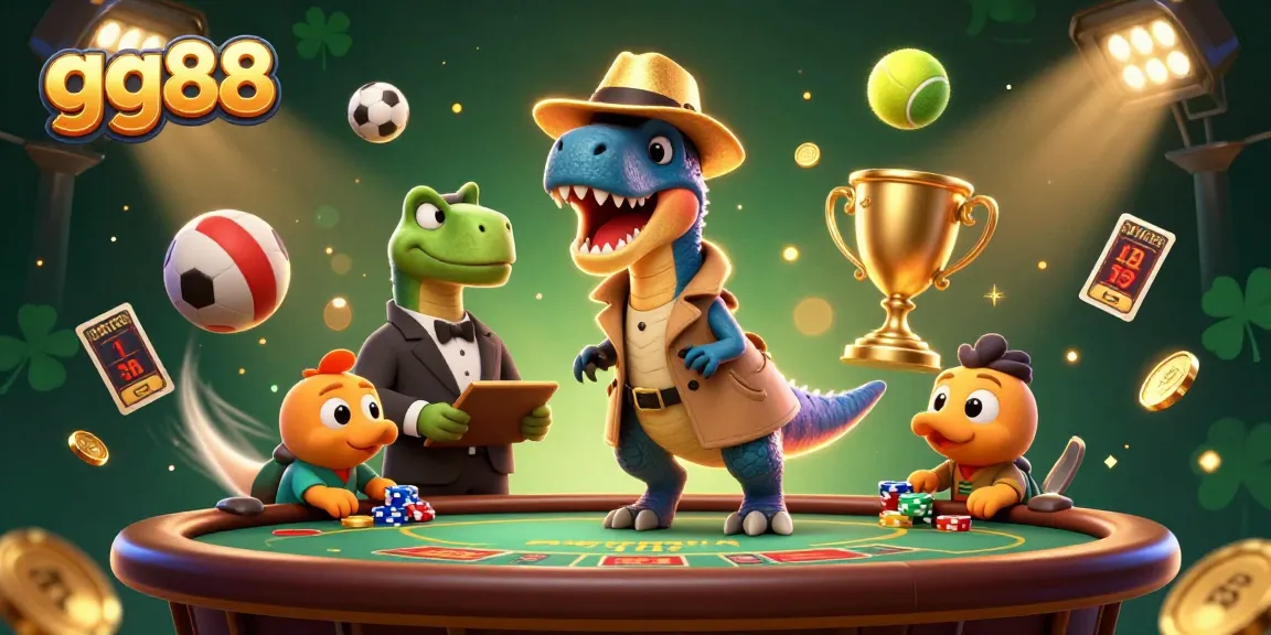 Mastering blackjack with gg88: A whimsical velociraptor card counter at the casino.