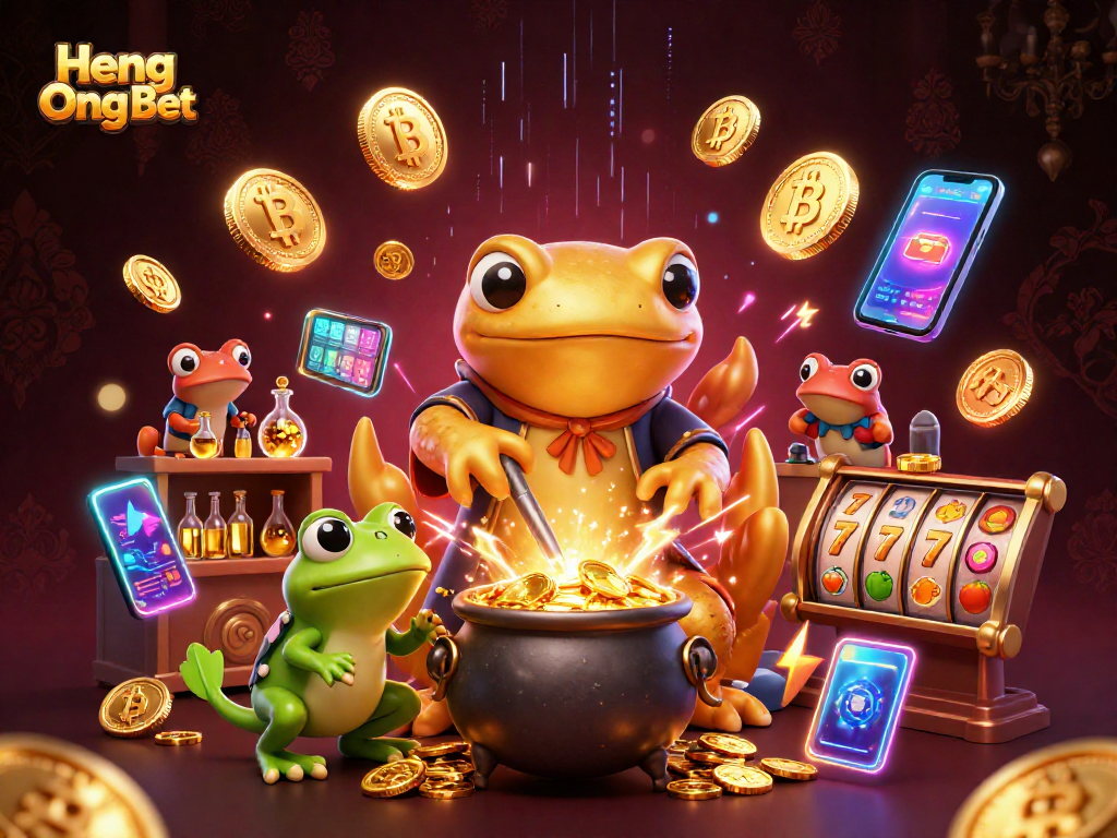 Experience Heng Ong Bet excitement with a magical 3D casino scene featuring an alchemist and gold!