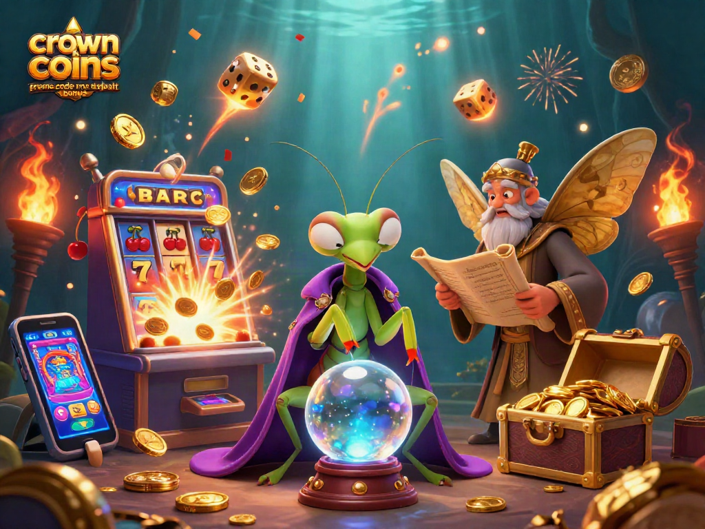 Play the crown coins casino promo code no deposit bonus to win exciting prizes with this vibrant scene.