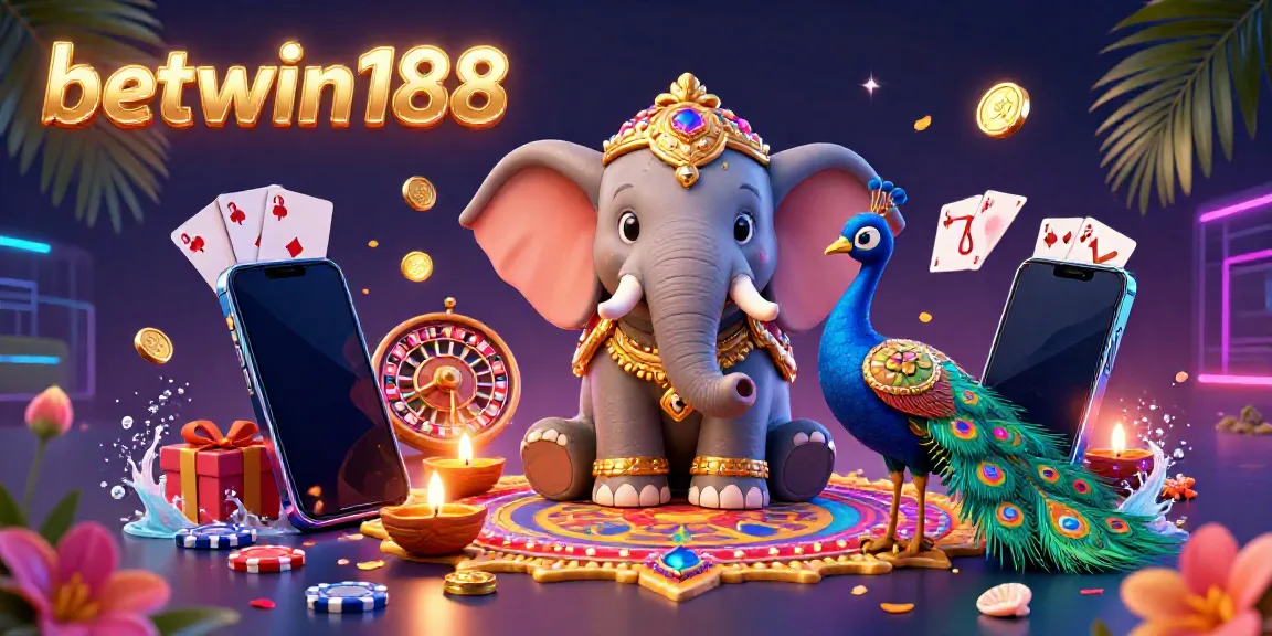 Mengakses pengalaman bermain slot dengan betwin188 yang penuh warna, ditampilkan bersama elemen judi menggoda seperti kartu dan chip.