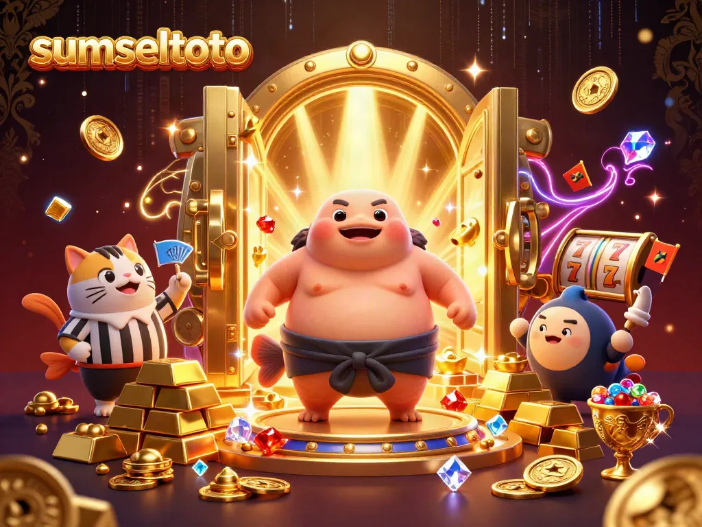 Join the fun at sumseltoto where the energetic fugu takes center stage, celebrating slot wins!