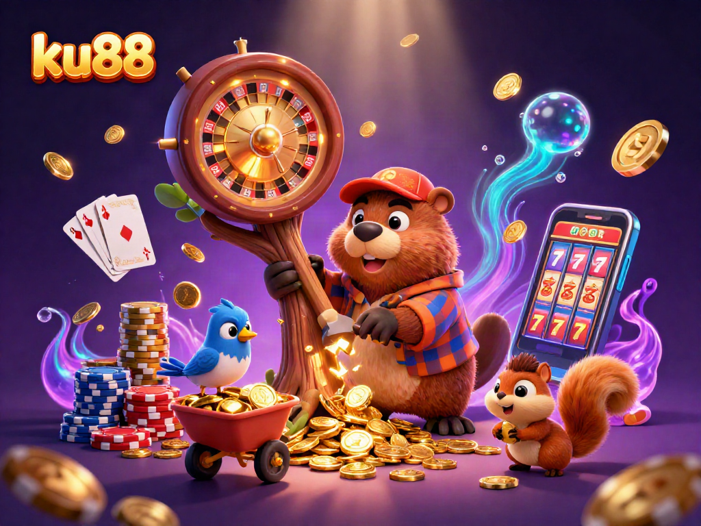 Engage with ku88’s vibrant online casino through a rich 3D illustration of game and characters.
