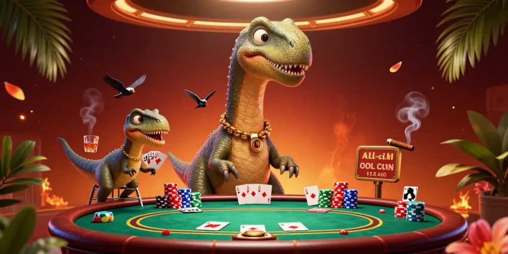 Play poker with qqmacan's engaging gaming experiences in this vivid casino scene.