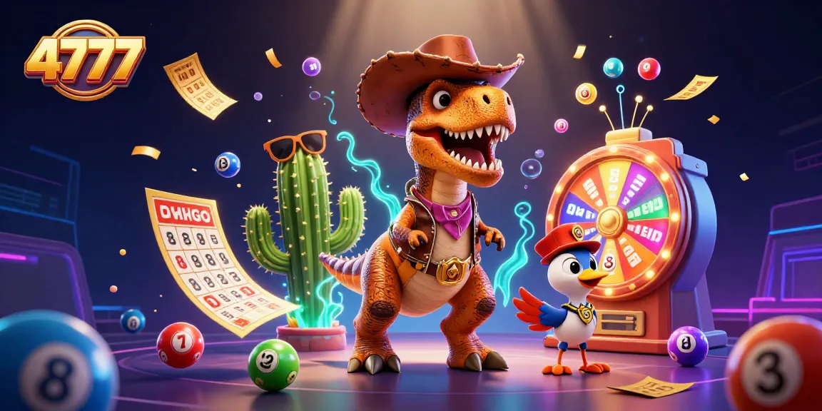 Experience thrilling gameplay at 4777 with a colorful dynamic illustration of casino fun.