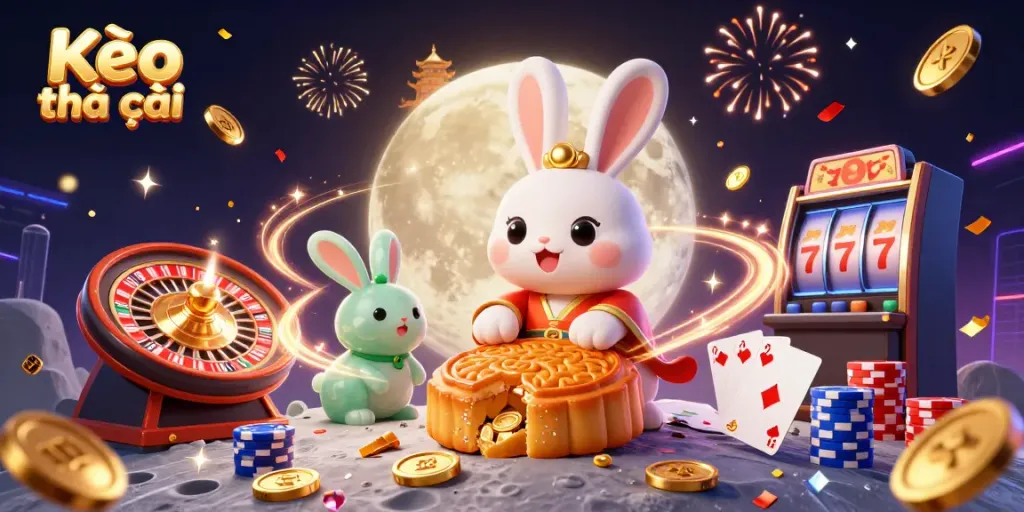Experience Kèo nhà cái with our enchanting 3D illustration depicting dynamic gambling elements and folklore characters.