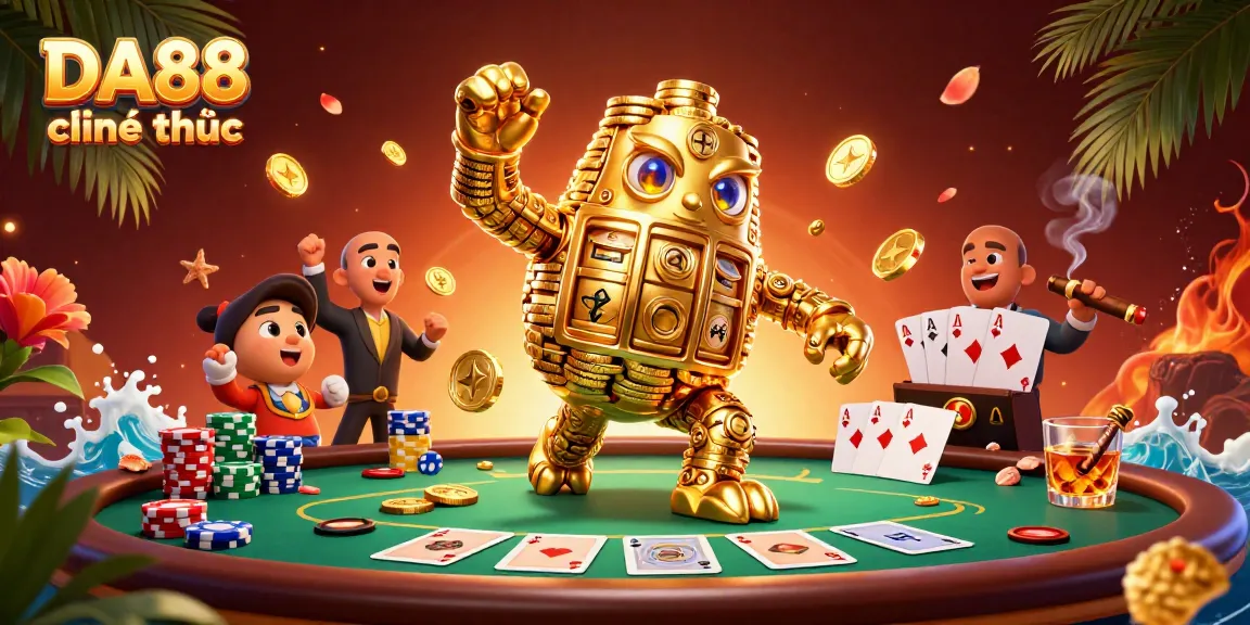 Engage with the dynamic DA88 chính thức scene featuring a golden golem and poker elements.