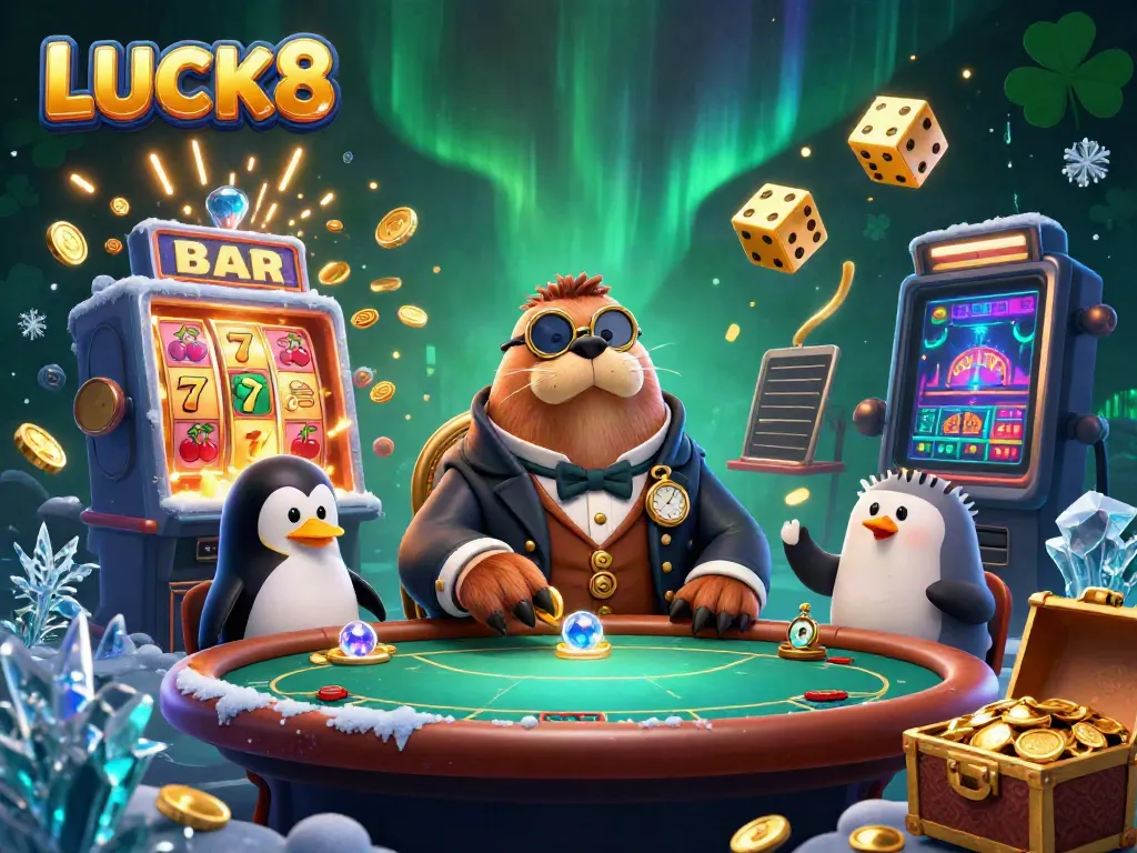 Experience excitement at LUCK8 in a vibrant underwater poker scene with unique casino characters.