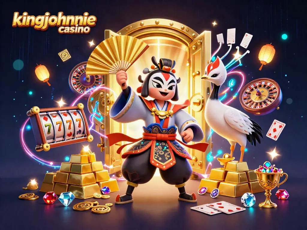 Experience the excitement of kingjohnnie casino with playful characters and vibrant gambling elements.