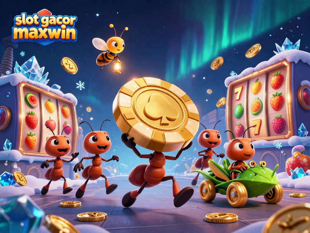 Experience the thrilling heist of slot gacor maxwin with 3D cartoon ants and dynamic gaming elements.