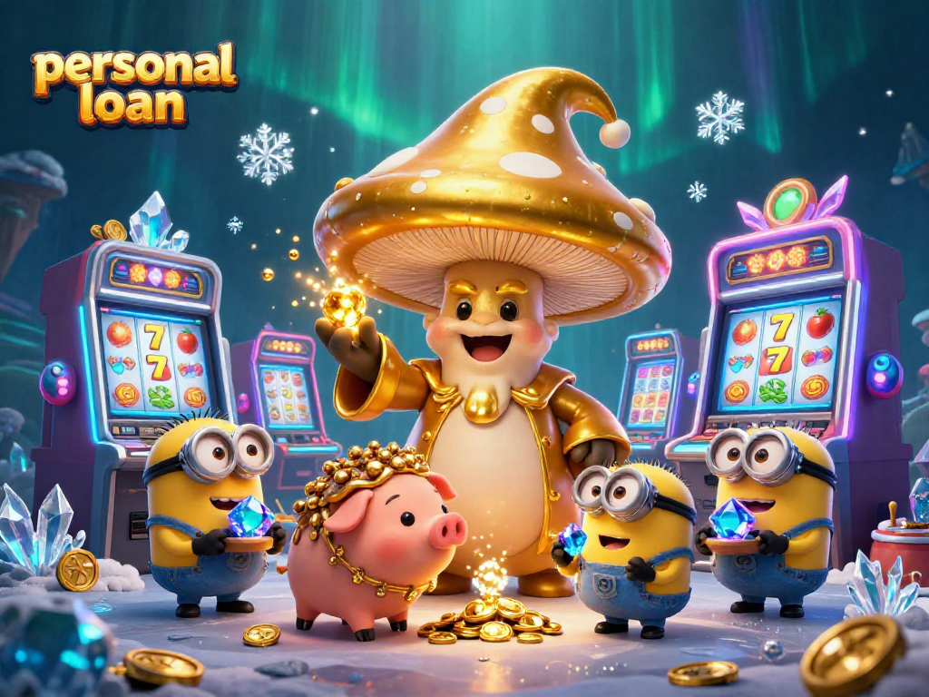 Engage with personal loan opportunities while exploring an enchanting casino-themed magical scene.