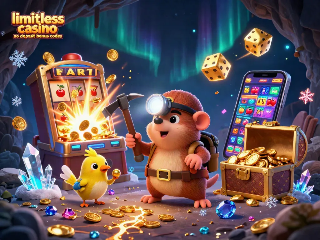 Experience the excitement of limitless casino no deposit bonus codes with vibrant gaming elements in a dynamic scene.