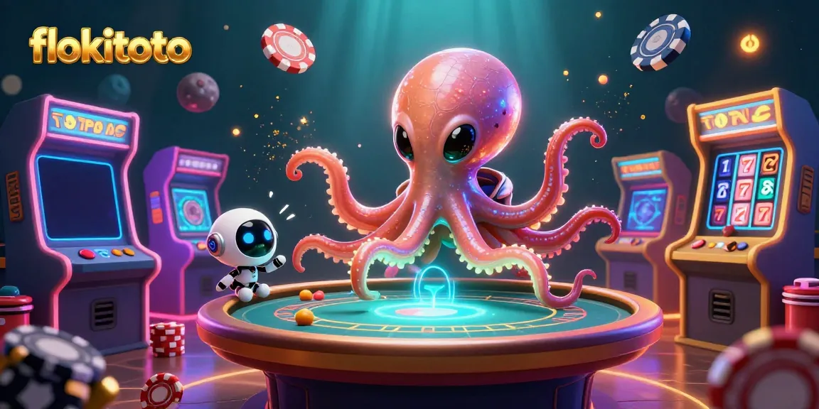 Engage with flokitoto's vibrant gaming universe through an alien-themed 3D illustration.