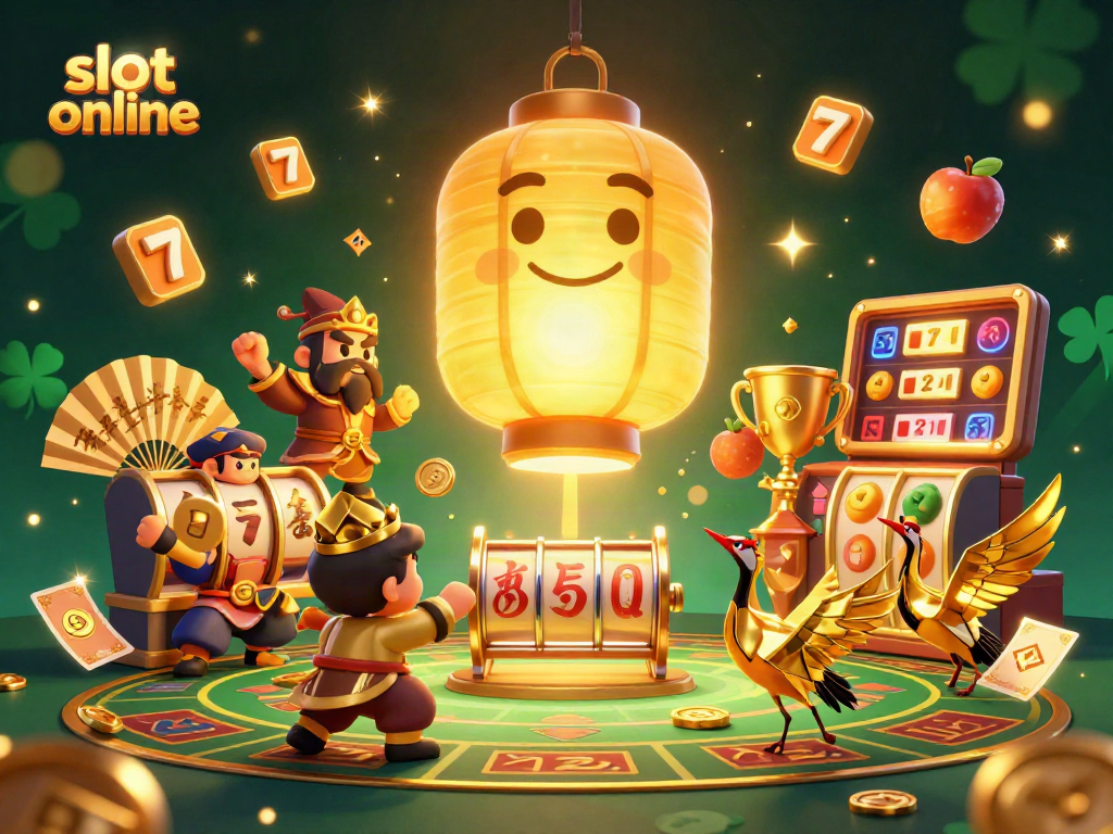 Mainkan slot online dengan warna cerah dan simbol keberuntungan di kasino digital yang meriah.