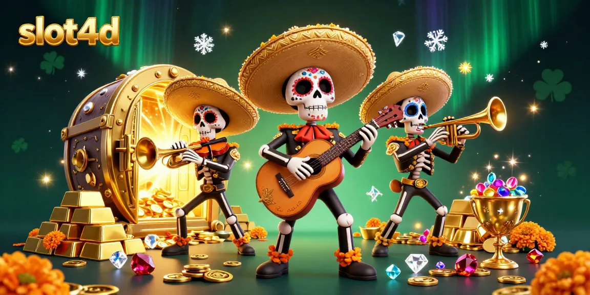 Experience the excitement of slot4d with vibrant mariachi characters in a rich casino scene.