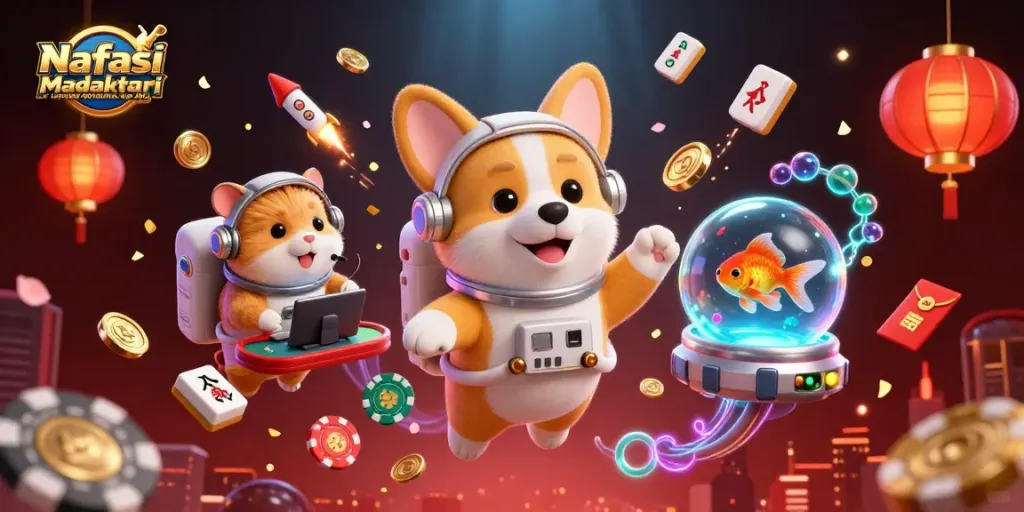 Nafasi za kazi za Madaktari na Wataalamu wa Afya scene with a floating corgi astronaut and casino elements.