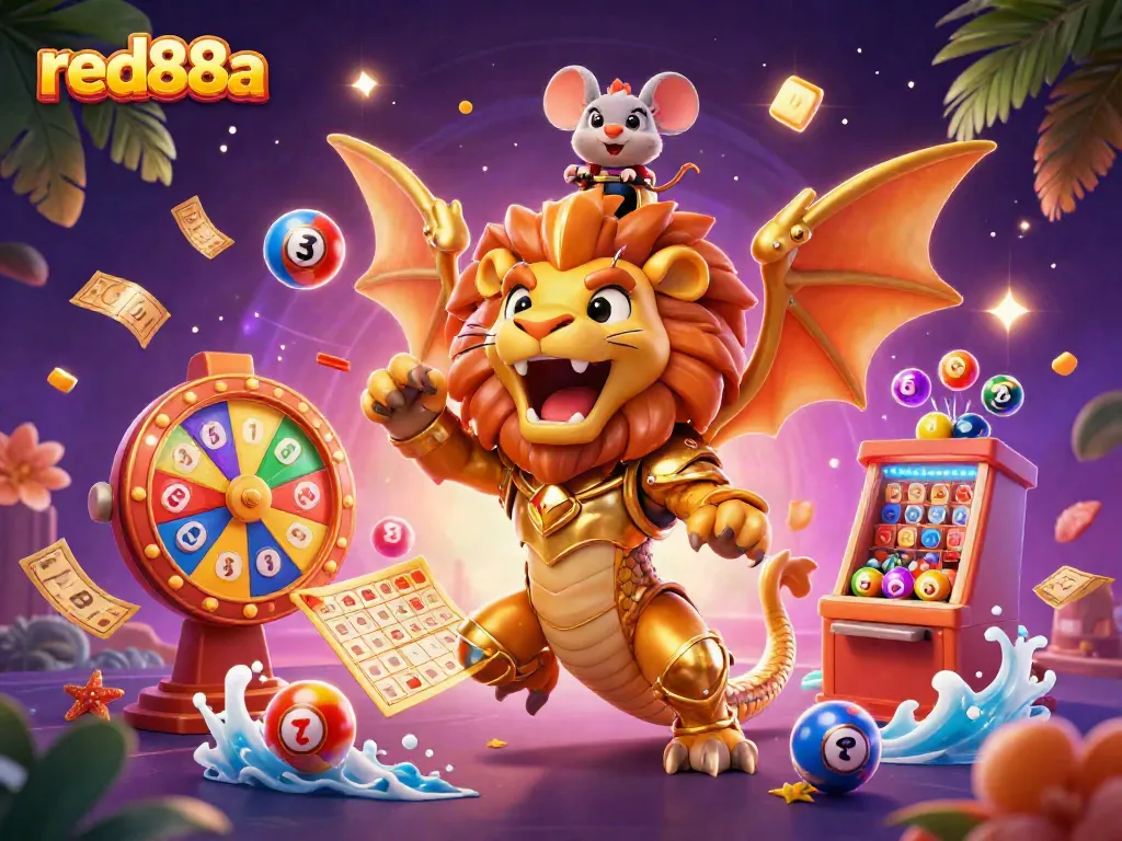 Experience the thrill of red88a casino with a vibrant 3D chimera and dynamic game elements.