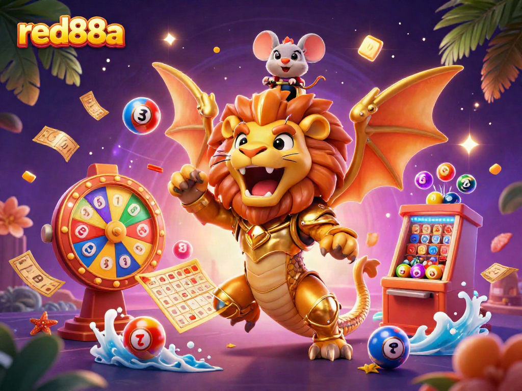 Experience the thrill of red88a casino with a vibrant 3D chimera and dynamic game elements.