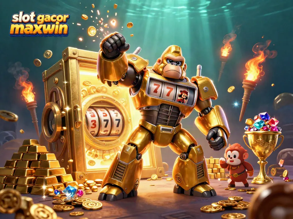 Experience thrilling action with slot gacor maxwin in this vibrant 3D casino illustration featuring dynamic characters.