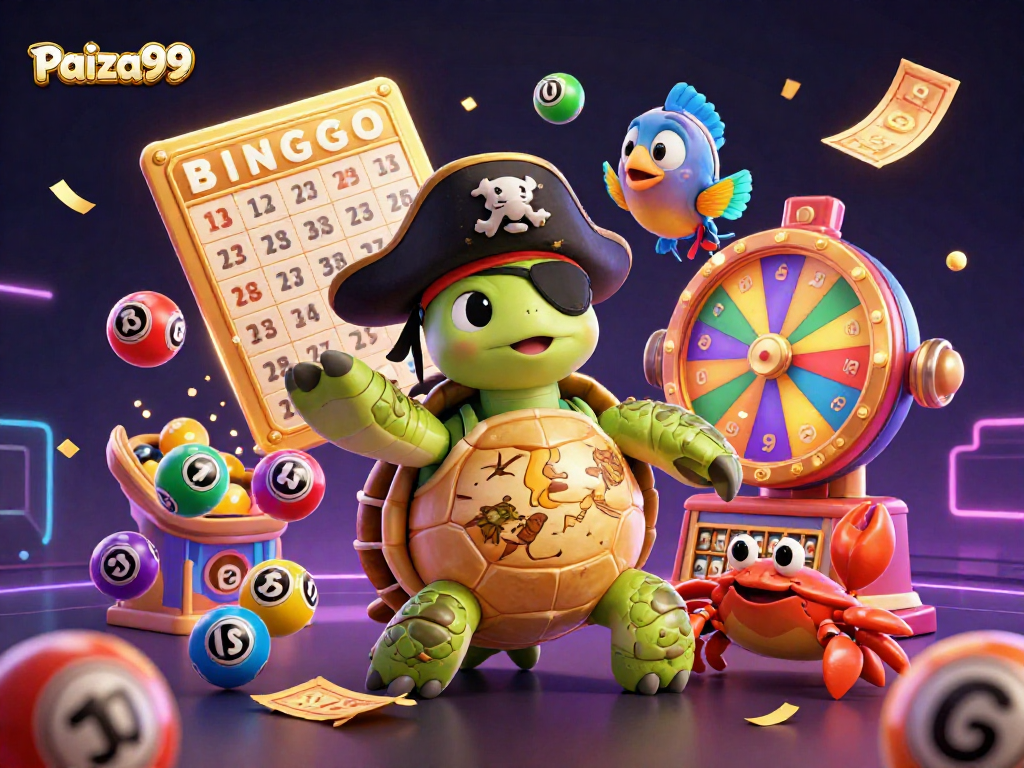 Win big with Paiza99 in this vibrant 3D casino-themed illustration showcasing exciting lottery elements.