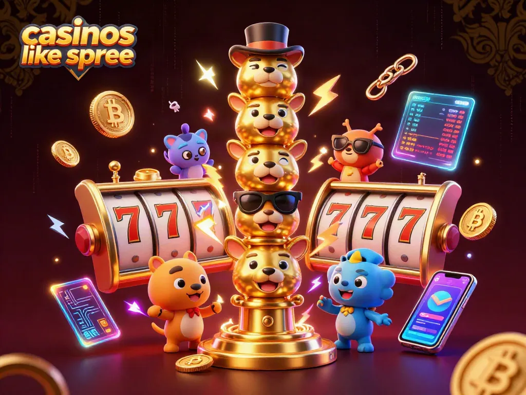 Engage with top casinos like spree featuring vibrant 3D totem, slots, and cryptocurrency elements.
