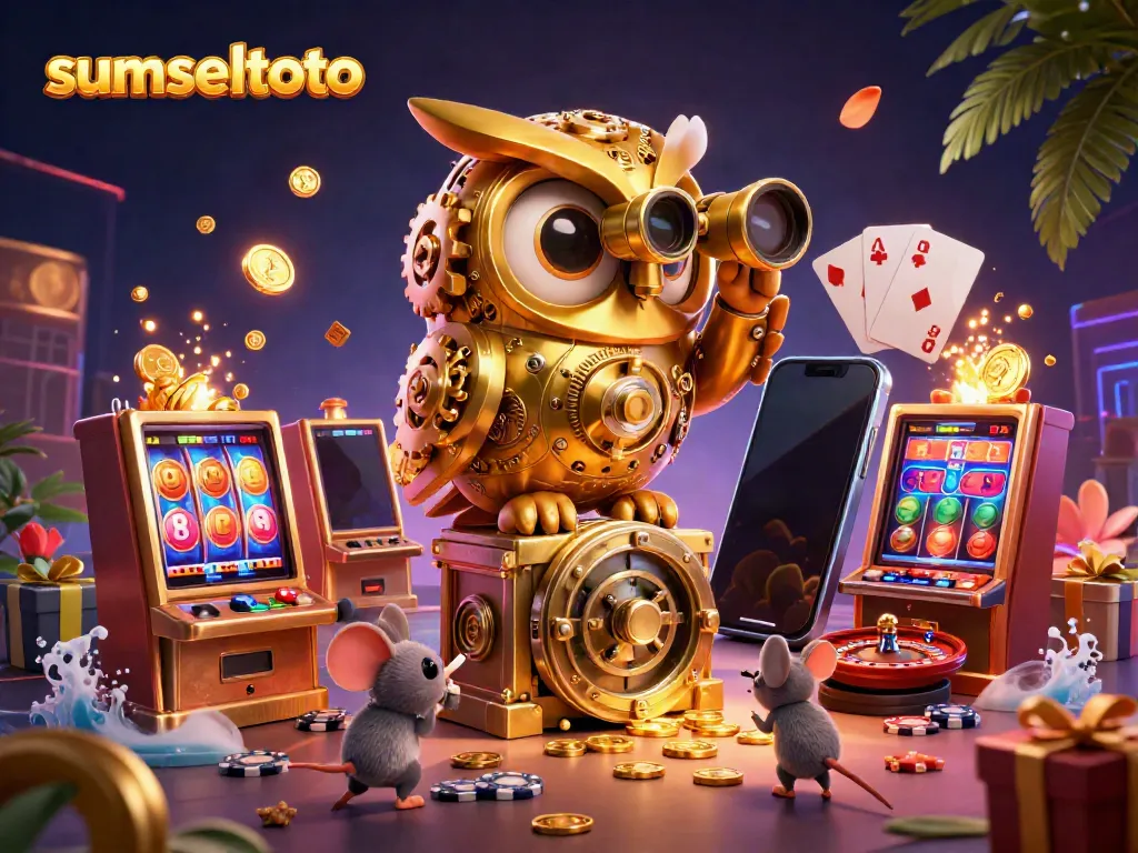 Engage in thrilling gaming experiences with sumseltoto, showcasing vivid slot action and vibrant casino scenes.