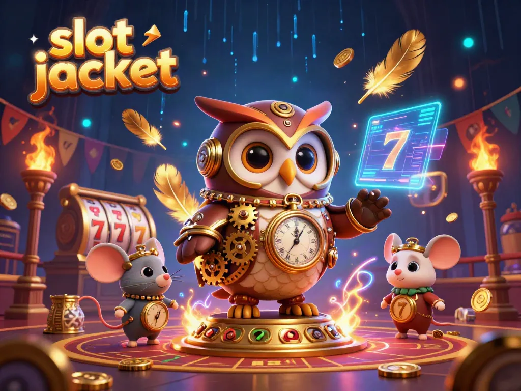 Experience thrilling slot jackpot action with vibrant characters and dynamic casino elements in this captivating scene.