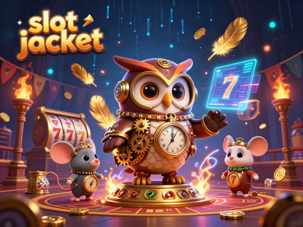 Experience thrilling slot jackpot action with vibrant characters and dynamic casino elements in this captivating scene.