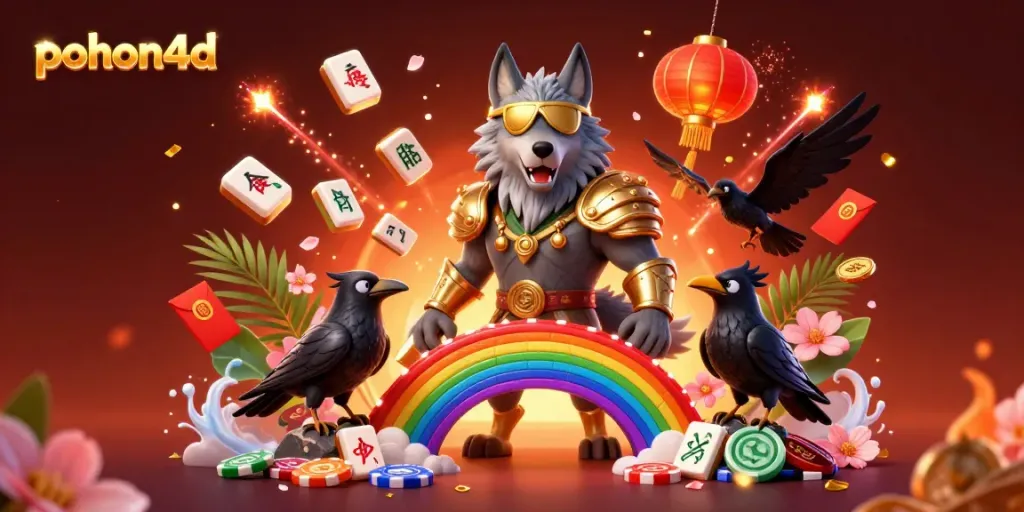 Pohon4d offers an exciting gaming experience with vibrant characters and casino elements in a dynamic scene.