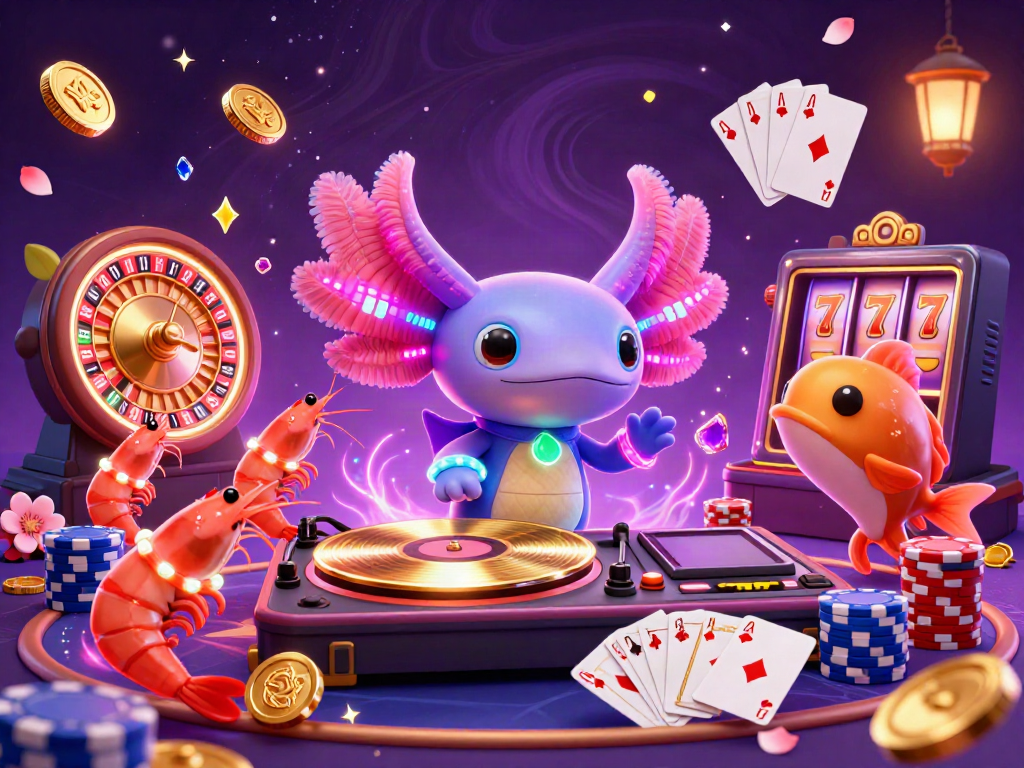 Engage in the vibrant action of PGSlot with dynamic slots and casino elements, featuring joyful underwater characters.