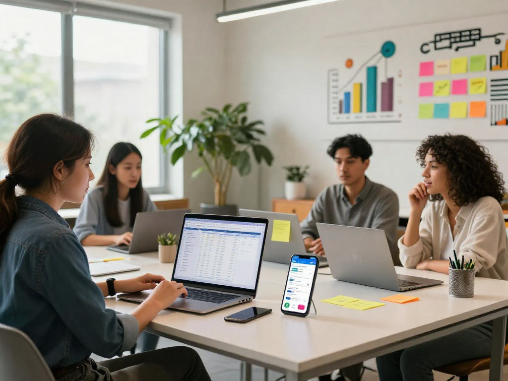 Buy android installs to boost app visibility in a vibrant marketing office.