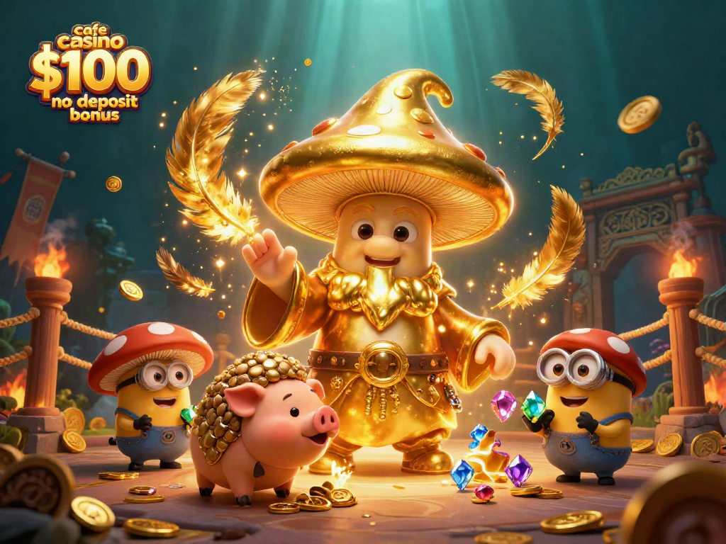 Experience the excitement of playing with cafe casino $100 no deposit bonus in an immersive 3D casino illustration.