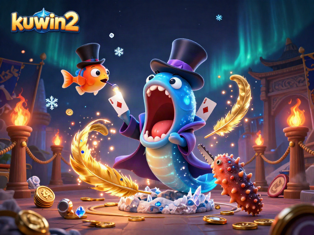 Kuwin2 engages gamblers with enchanting card tricks by a bioluminescent eel and friends.