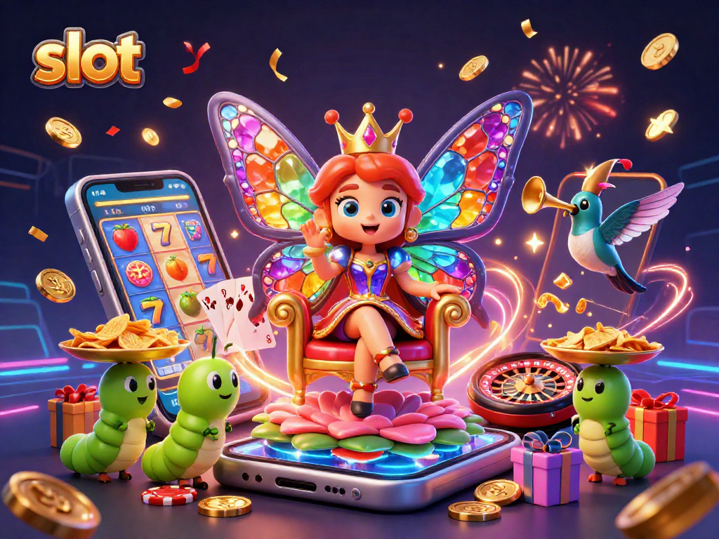 Experience exciting slot wins with a colorful 3D scene featuring engaging game elements.