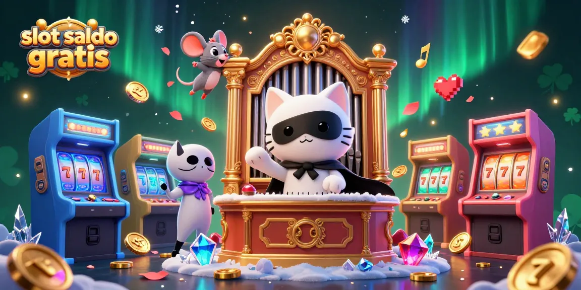 Engage with "slot saldo gratis" through vibrant 3D casino imagery featuring animated characters.